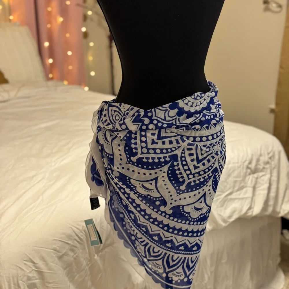 Avenue 9 Navy Blue Mandala Wrap Scarf/Sarong - One Size Fits Most - Picture 3 of 9